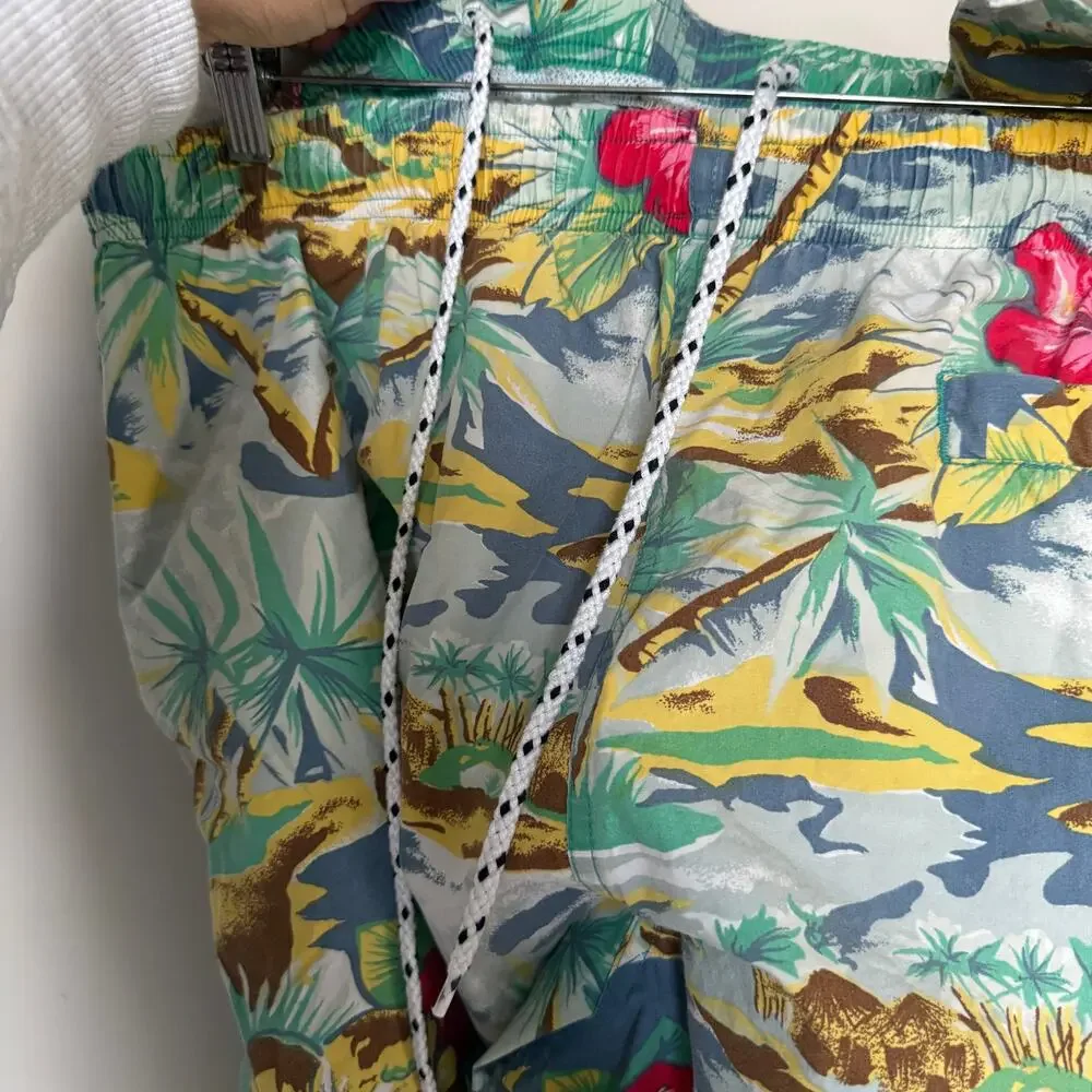Vintage Tommy Hilfiger Mens Swim Trunks Large Pockets Tropical Floral Hawaiian - Picture 4 of 6